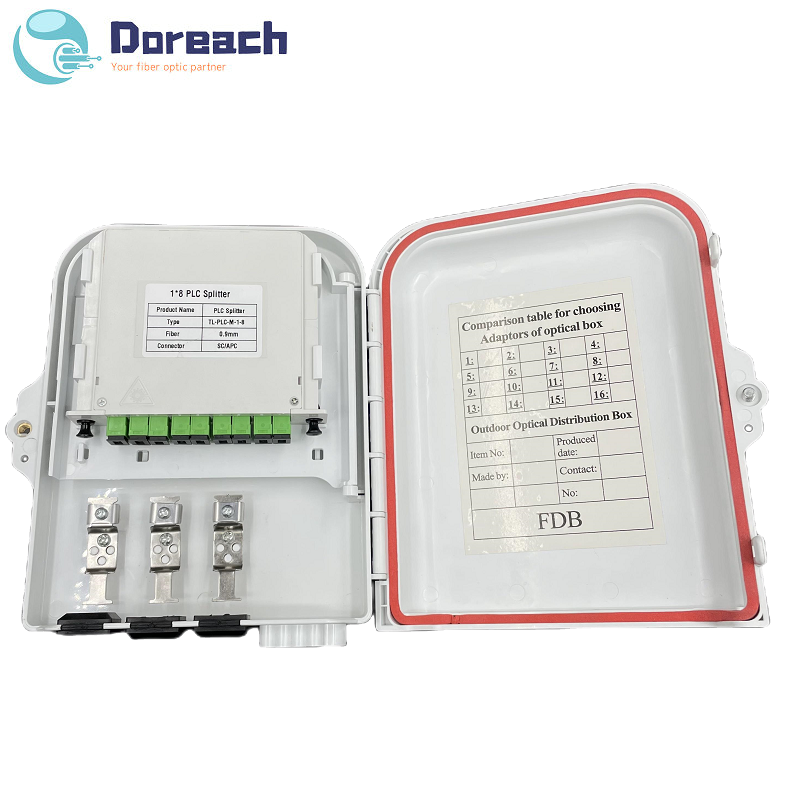 3 inputs Fiber optic terminal box with 1x8 PLC cassette FDB box 