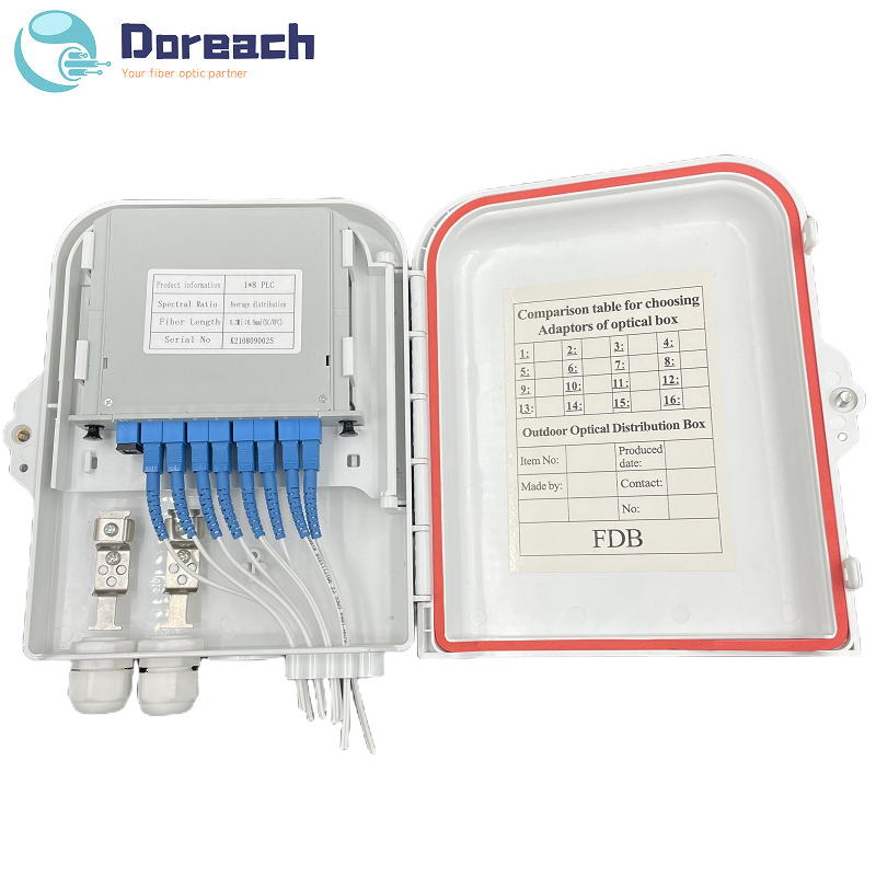 Fiber optic terminal box with 1x8 PLC cassette FDB box